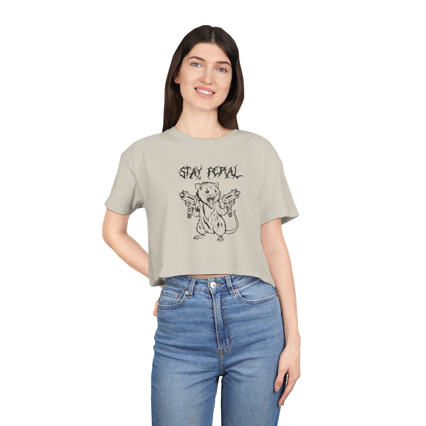 Stay Feral Possum Women's Crop Tee