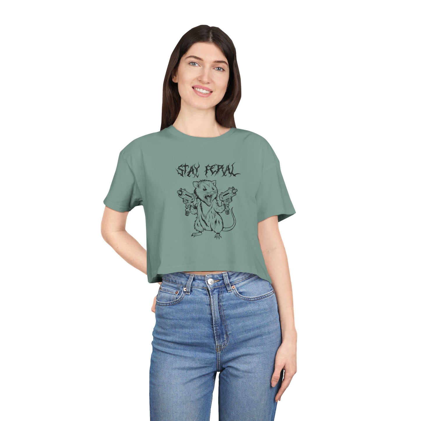 Stay Feral Possum Women's Crop Tee