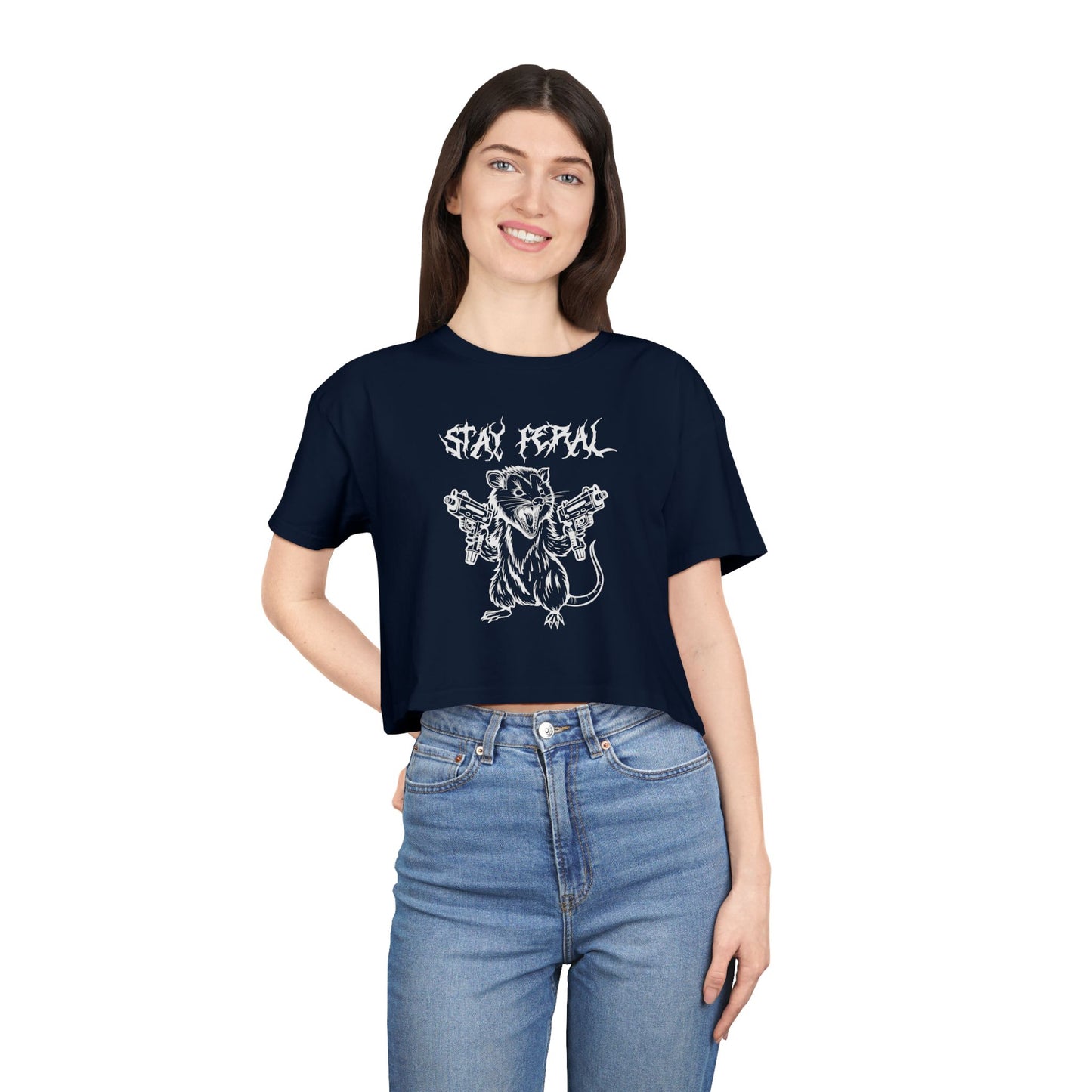 Stay Feral Possum Women's Crop Tee